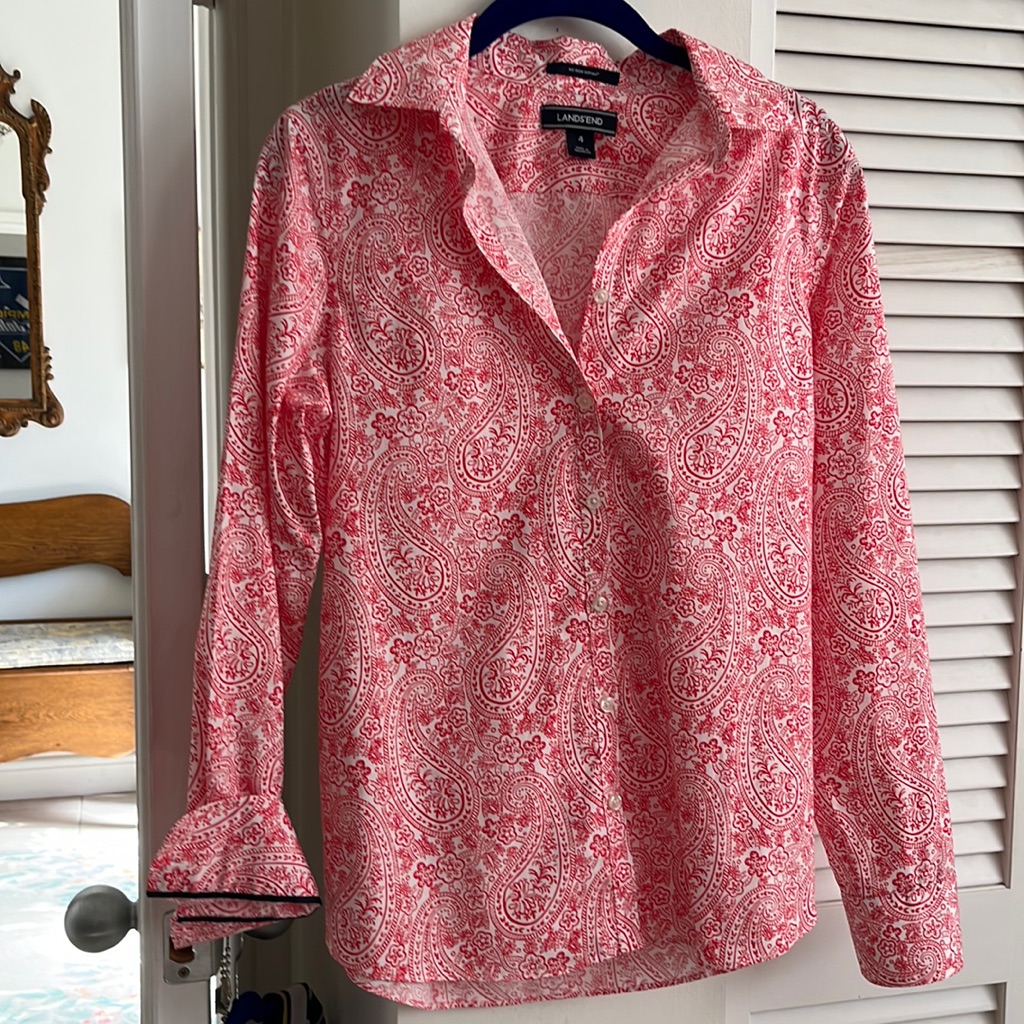 Lands Cotton Button Down Blouse